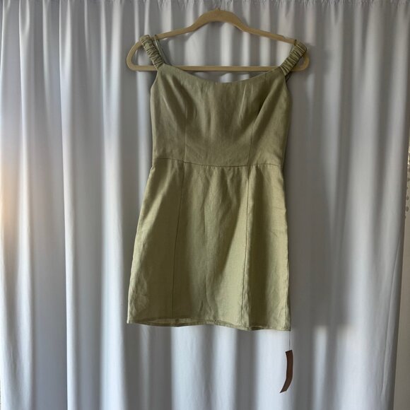 REFORMATION Sawyer Linen Mini Dress - NWT - Size 2 - Dried Herbs - Picture 5 of 10